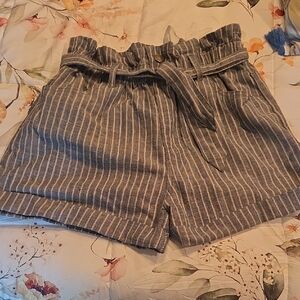 Entro High Waist Striped Blue Shorts